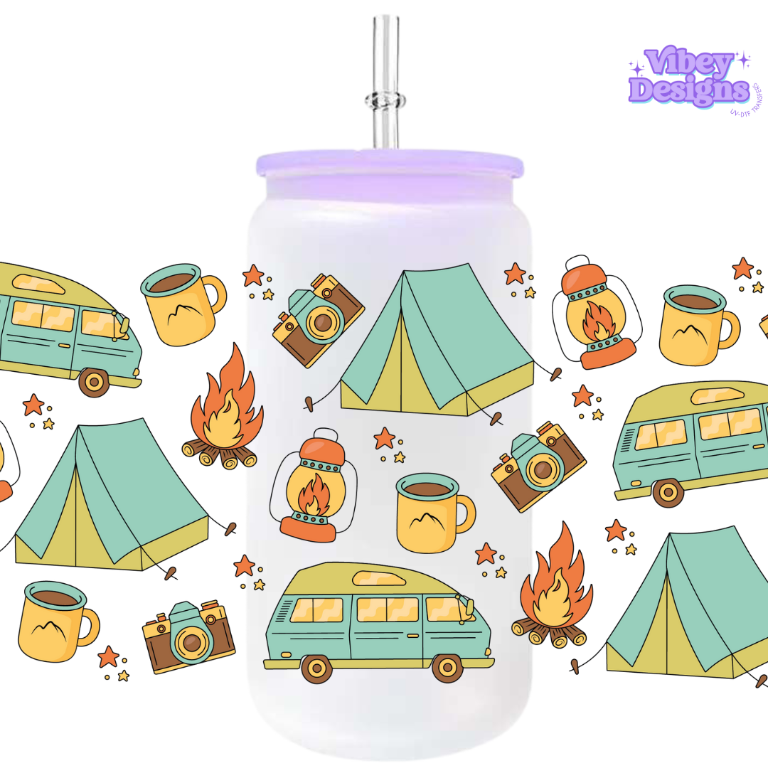 Uv Dtf Wrap For 16oz Libbey Glass - Happy Camper