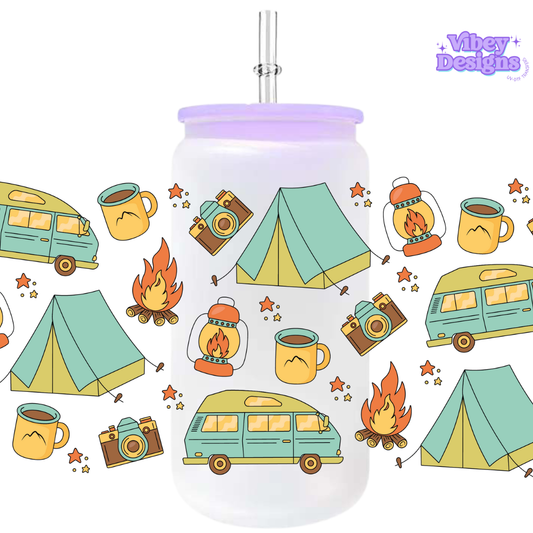 Uv Dtf Wrap For 16oz Libbey Glass - Happy Camper