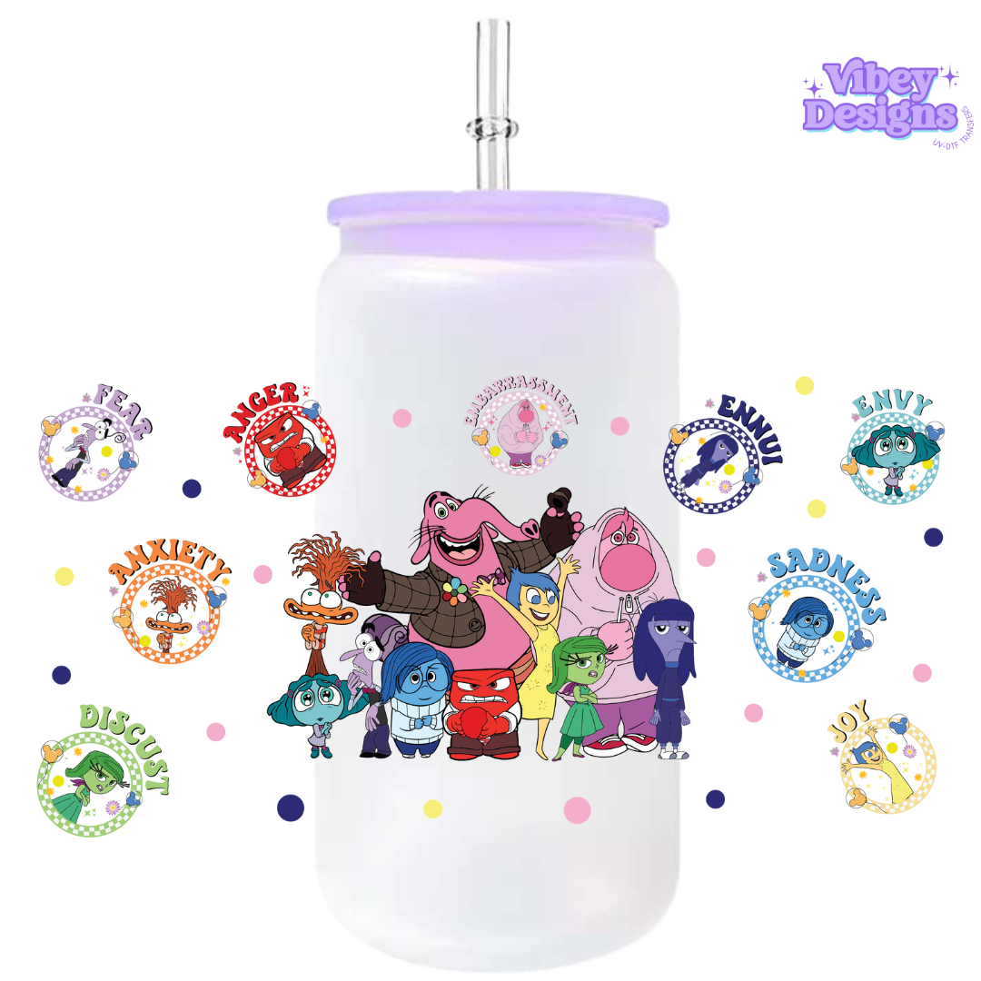 Uv Dtf Wrap For 16oz Libbey Glass - Cartoon Emotions