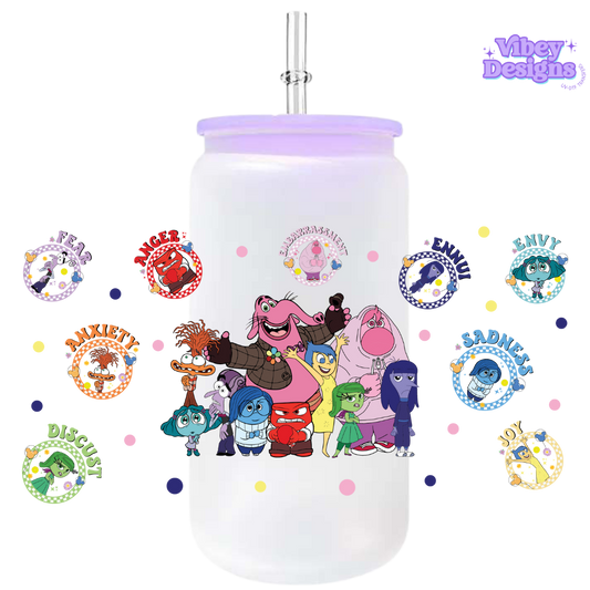 Uv Dtf Wrap For 16oz Libbey Glass - Cartoon Emotions