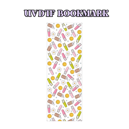 UV-DTF Bookmark Transfer - Smiley, Books & Coffee