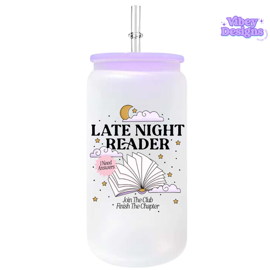 UV-DTF Transfer for Bottle, Glass, Mug, Diary - Late Night Reader