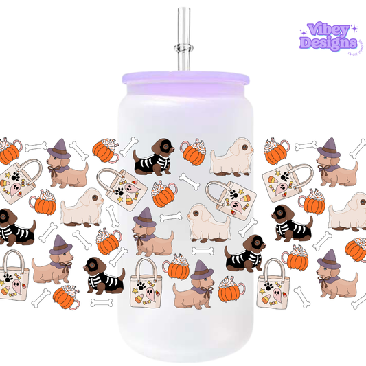 Uv Dtf Wrap For 16oz Libbey Glass - Halloween Pups