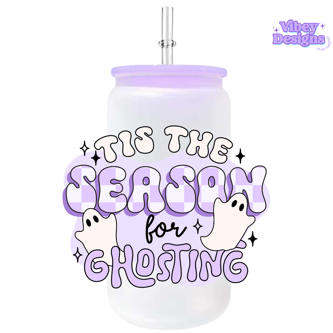 UV-DTF Transfer for Bottle, Glass, Mug, Diary - Tis the season for ghosting (purple)