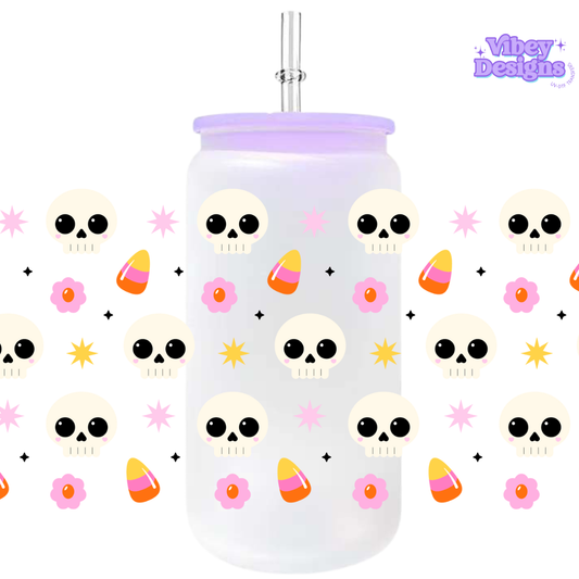 Uv Dtf Wrap For 16oz Libbey Glass - Retro Halloween