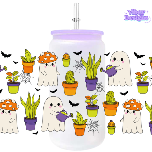 Uv Dtf Wrap For 16oz Libbey Glass - Ghost and Plants