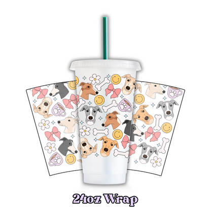 Uv Dtf Wrap For 24oz Cold Cup - Doggos & Bows