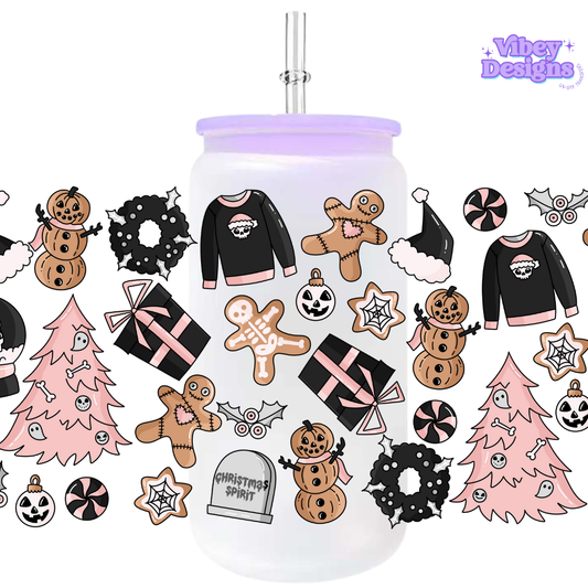 Uv Dtf Wrap For 16oz Libbey Glass - Summoning Xmas Spirit