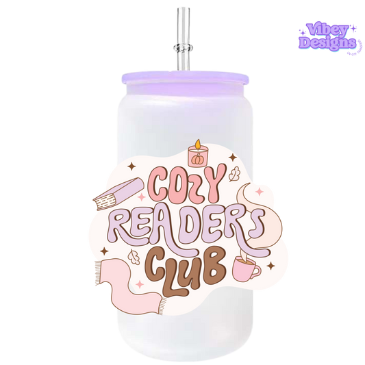 UV-DTF Transfer for Bottle, Glass, Mug, Diary - Cozy Readers Club