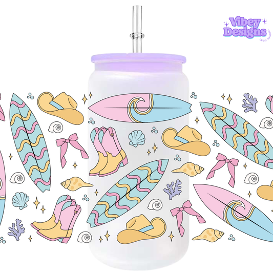 Uv Dtf Wrap For 16oz Libbey Glass - Coastal Cowgirl