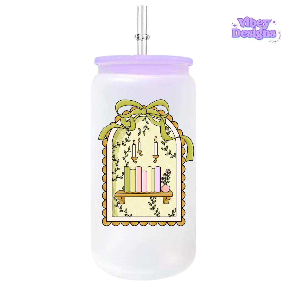 UV-DTF Transfer for Bottle, Glass, Mug, Diary - Bookshelf Window