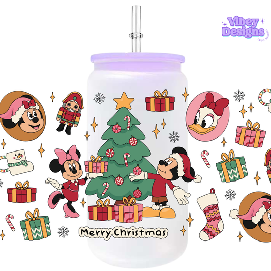 Uv Dtf Wrap For 16oz Libbey Glass - Merry Xmas Friends