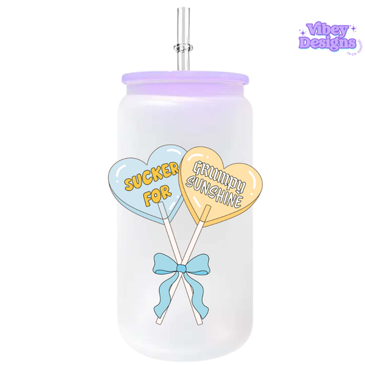 UV-DTF Transfer for Bottle, Glass, Mug, Diary - Sucker for grumpy sunshine