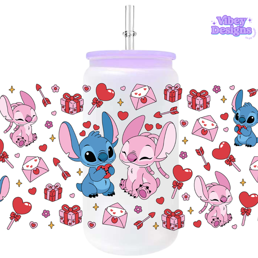 Uv Dtf Wrap For 16oz Libbey Glass - #VAL29 Valentine Aliens