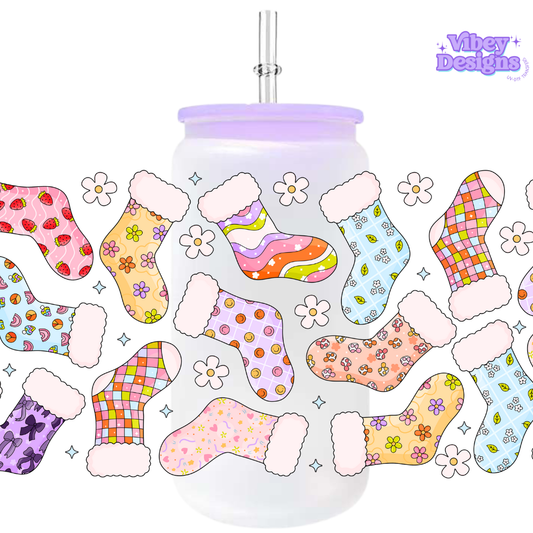 Uv Dtf Wrap For 16oz Libbey Glass - Xmas Stockings
