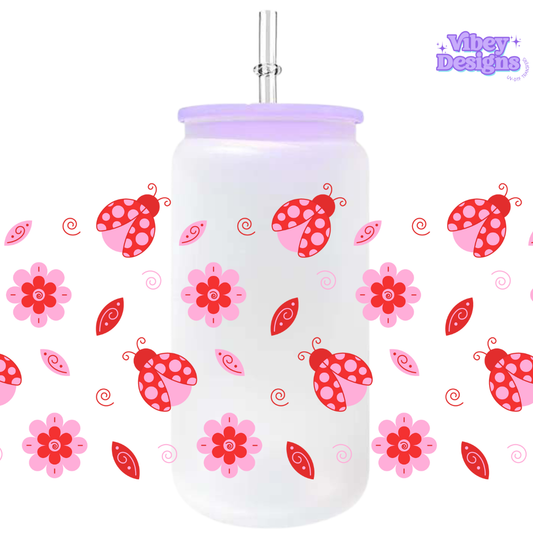 Uv Dtf Wrap For 16oz Libbey Glass - Lady Bugs Red