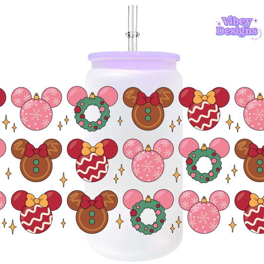 Uv Dtf Wrap For 16oz Libbey Glass - Mouse Ornaments
