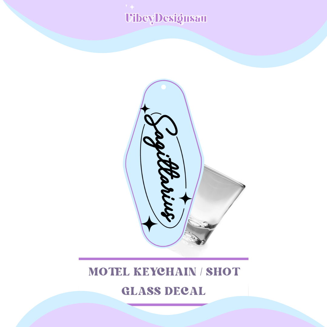 RTS Motel Keychain | Shotglass Decal - Sagittarius