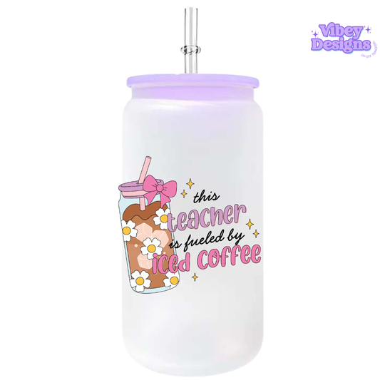 UV-DTF Transfer for Bottle, Glass, Mug, Diary - This teacher is fuelled by coffee