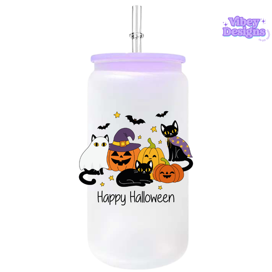 UV-DTF Transfer for Bottle, Glass, Mug, Diary - Happy Halloween Cats