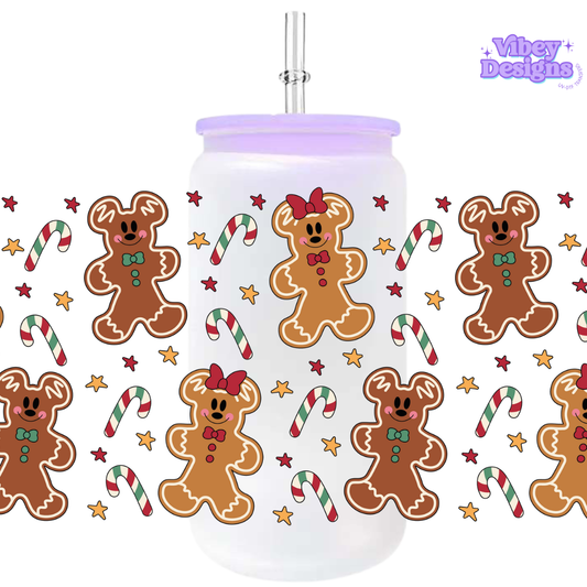 Uv Dtf Wrap For 16oz Libbey Glass - Gingerbread Mouse