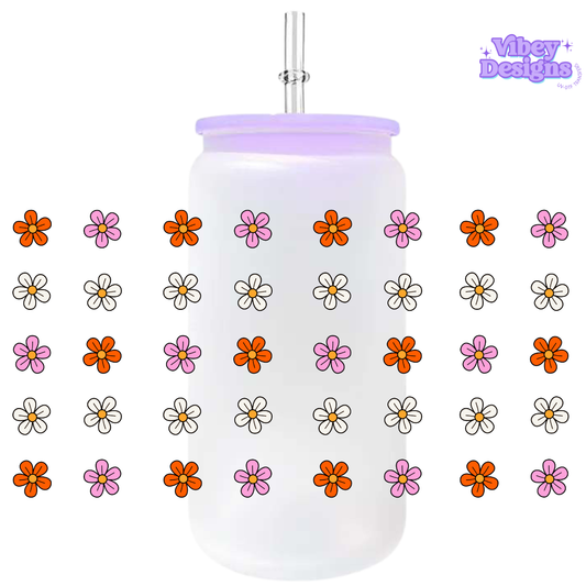Uv Dtf Wrap For 16oz Libbey Glass - Dainty Flowers
