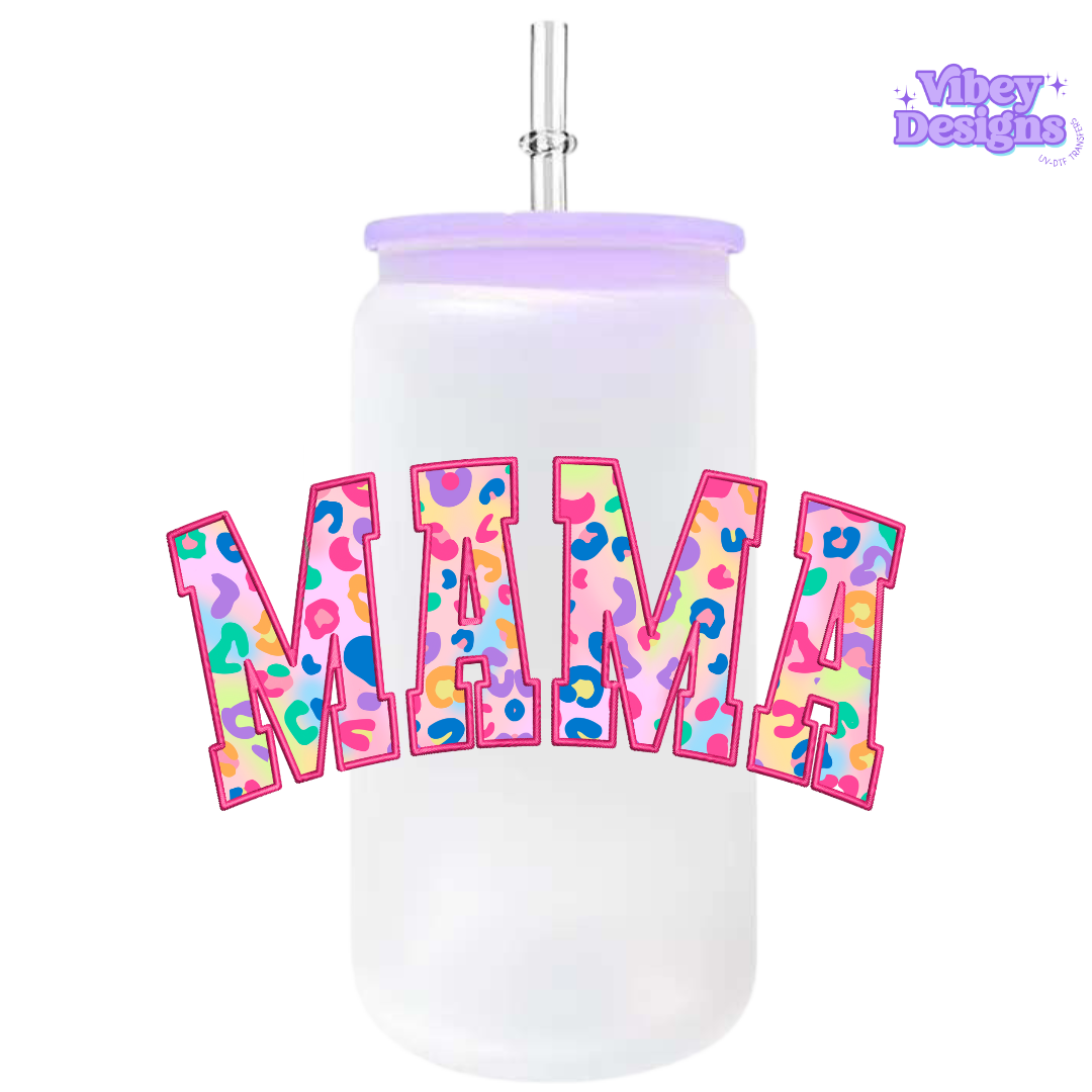 UV-DTF Transfer for Bottle, Glass, Mug, Diary - Pink Leopard Mama