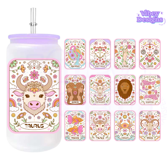 RTS UV-DTF Transfer for Bottle, Glass, Mug, Diary - Tarot Zodiac Bundle