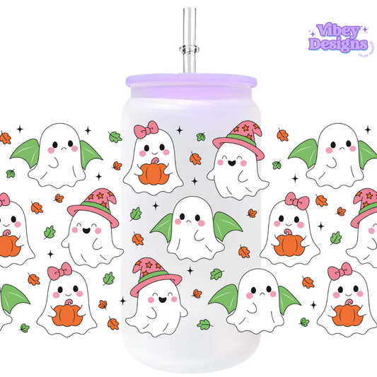 Uv Dtf Wrap For 16oz Libbey Glass - Fall Ghosts