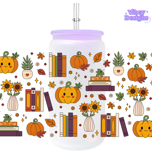 Uv Dtf Wrap For 16oz Libbey Glass - Fall Books