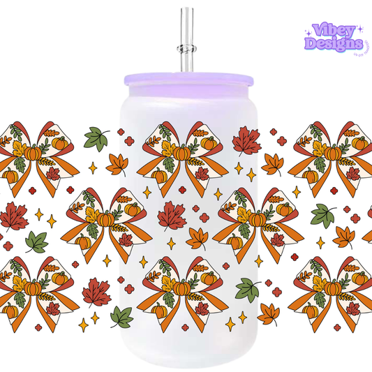 Uv Dtf Wrap For 16oz Libbey Glass - Fall Bows