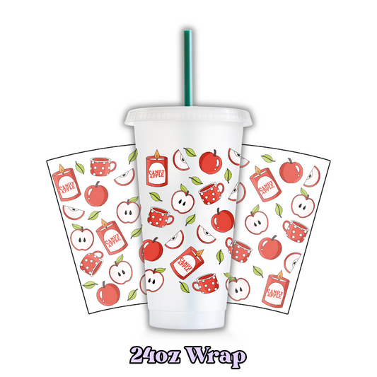 Uv Dtf Wrap For 24oz Cold Cup - Apples