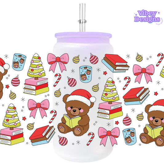 Uv Dtf Wrap For 16oz Libbey Glass - Bookmas Teddy