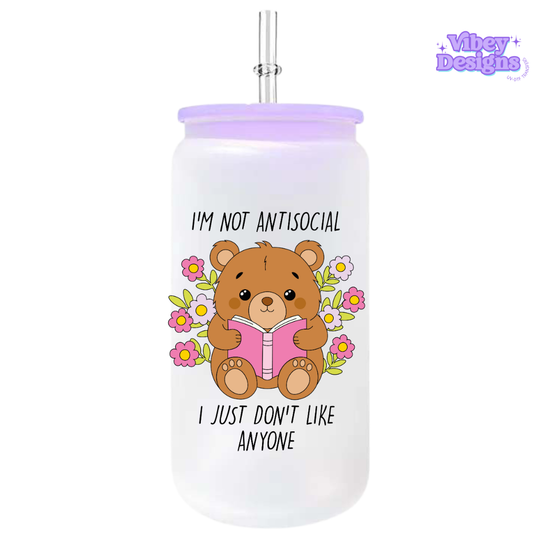 UV-DTF Transfer for Bottle, Glass, Mug, Diary - I'm not antisocial