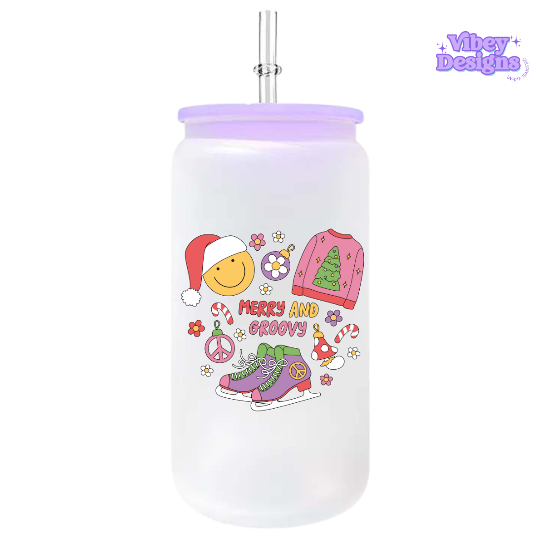 UV-DTF Transfer for Bottle, Glass, Mug, Diary - Merry & Groovy