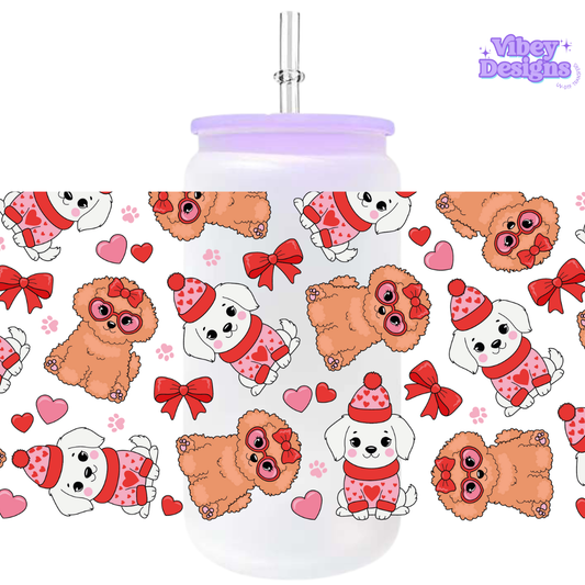 Uv Dtf Wrap For 16oz Libbey Glass - Puppy Love