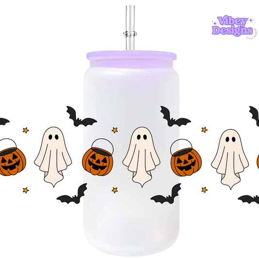 Uv Dtf Wrap For 16oz Libbey Glass - Ghost Trick or Treat