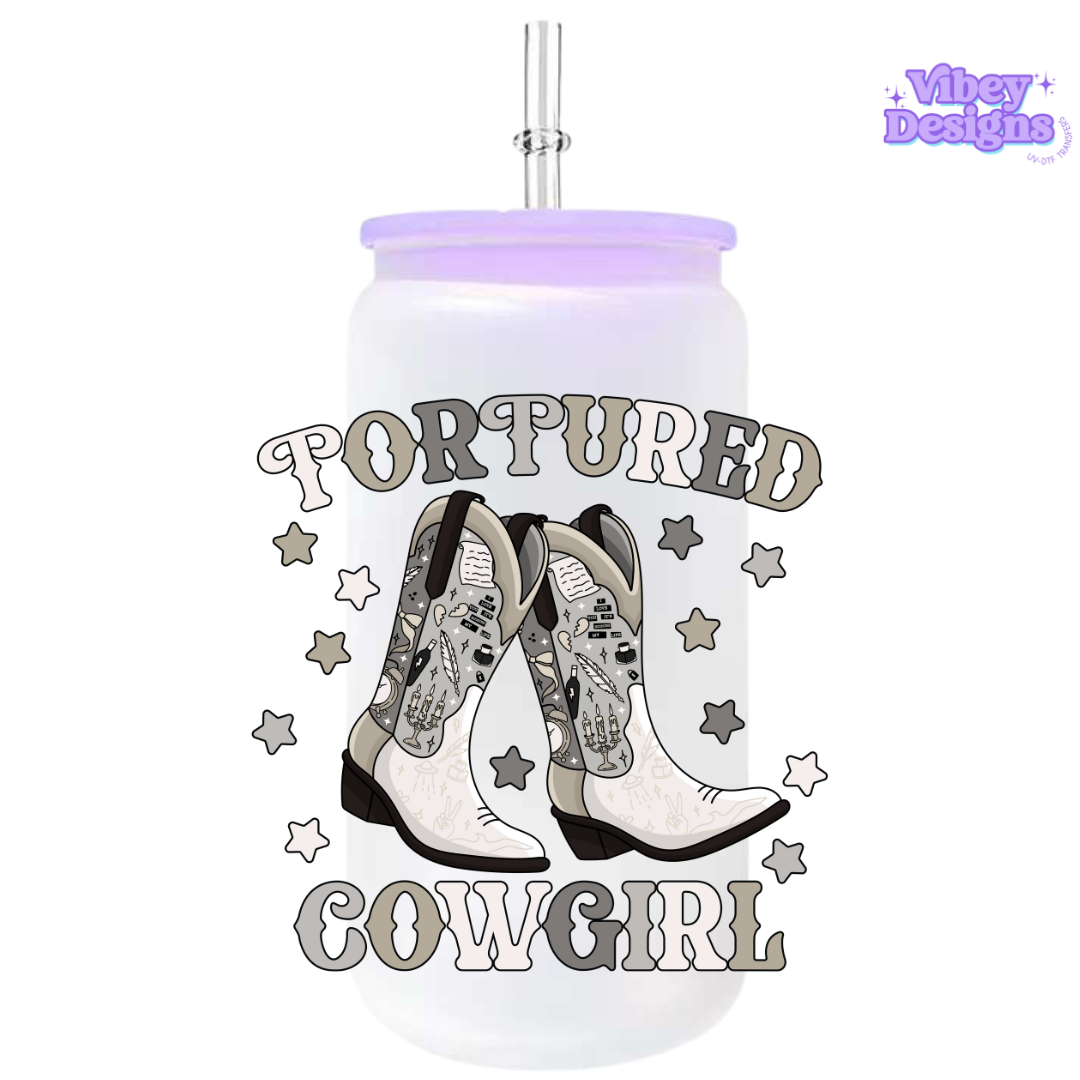 UV-DTF Transfer for Bottle, Glass, Mug, Diary - Tortured Cowgirl