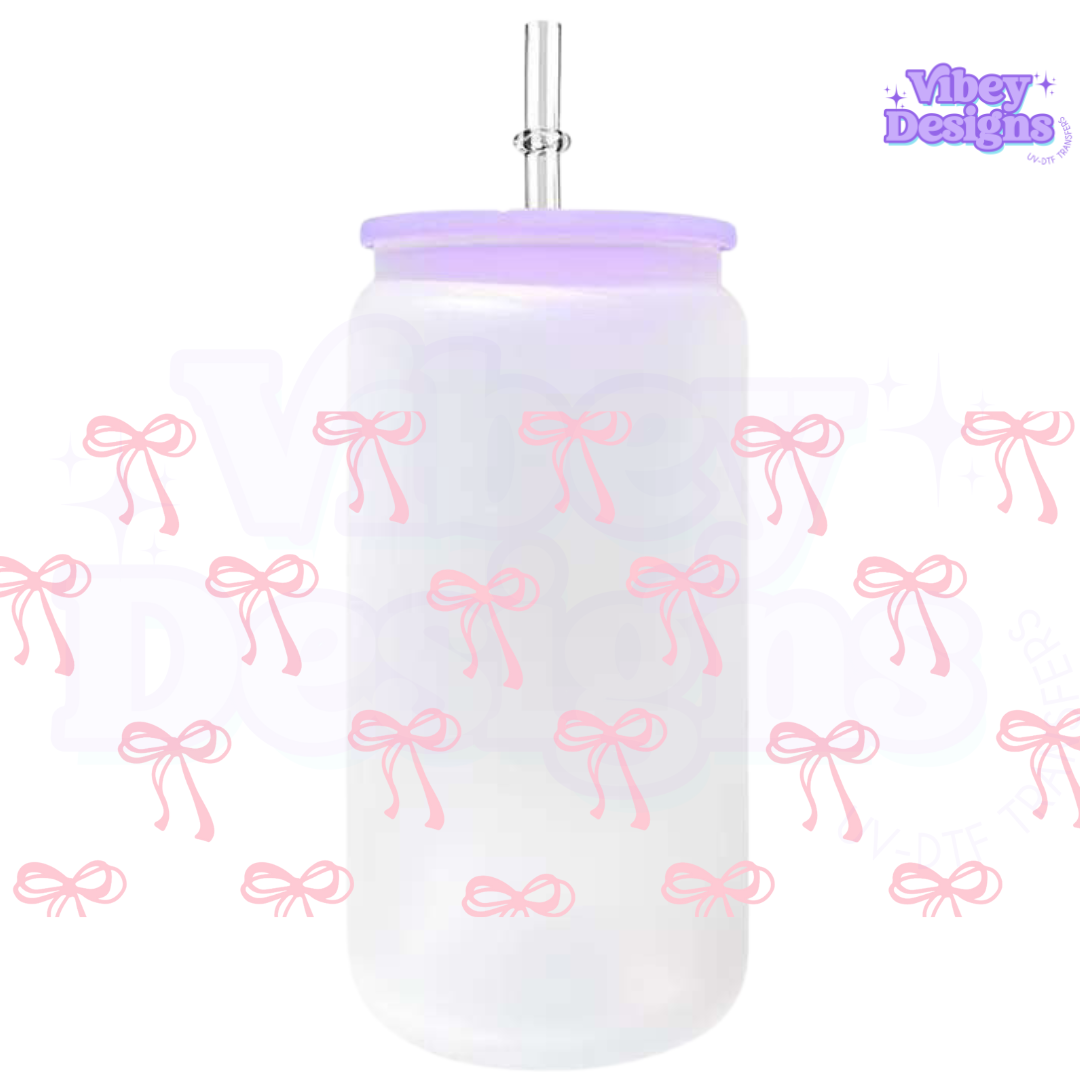 Uv Dtf Wrap For 16oz Libbey Glass - Pink Bows