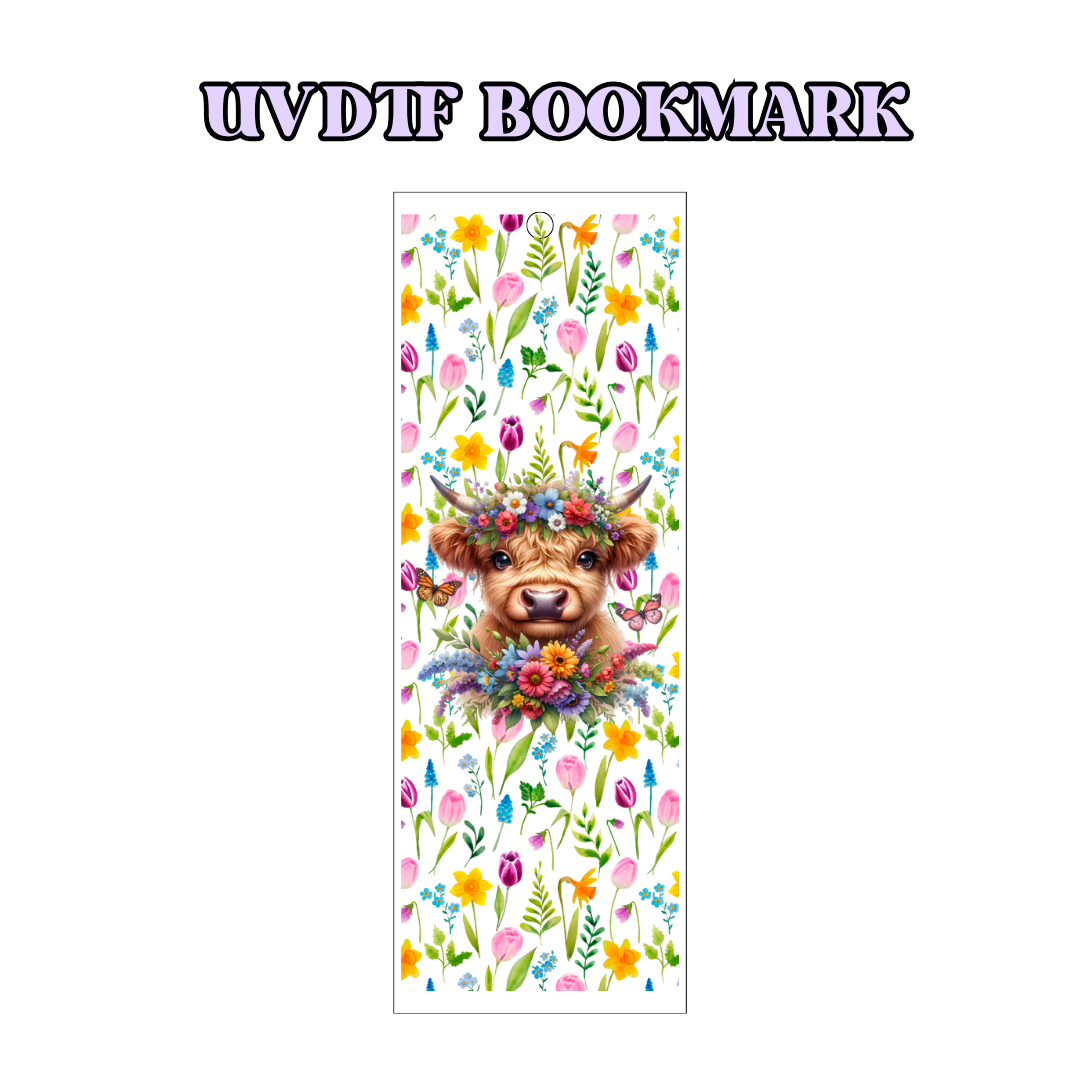 UV-DTF Bookmark Transfer - Spring flowers Cow