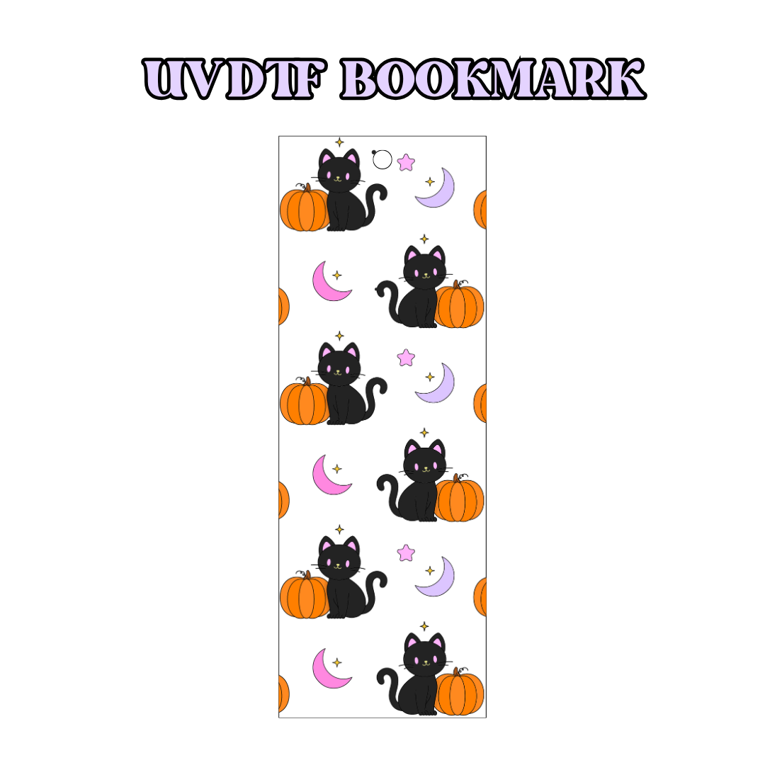 UV-DTF Bookmark Transfer - Kitty Pumpkins