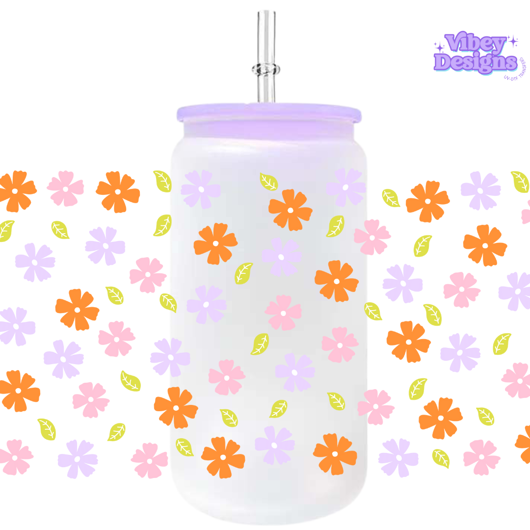 Uv Dtf Wrap For 16oz Libbey Glass - 3 Florals