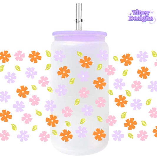 Uv Dtf Wrap For 16oz Libbey Glass - 3 Florals