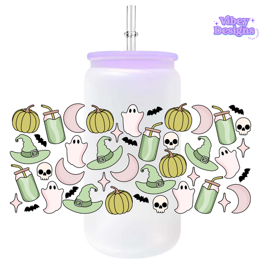 Uv Dtf Wrap For 16oz Libbey Glass - Halloween Matcha