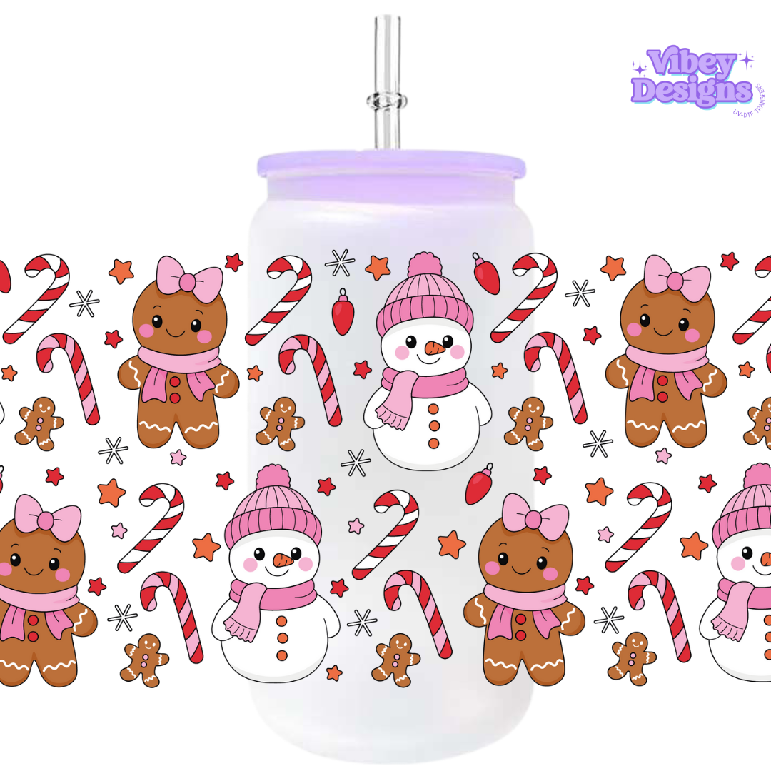 Uv Dtf Wrap For 16oz Libbey Glass - Snowman Cup