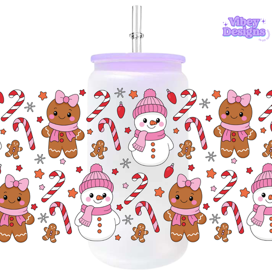Uv Dtf Wrap For 16oz Libbey Glass - Snowman Cup