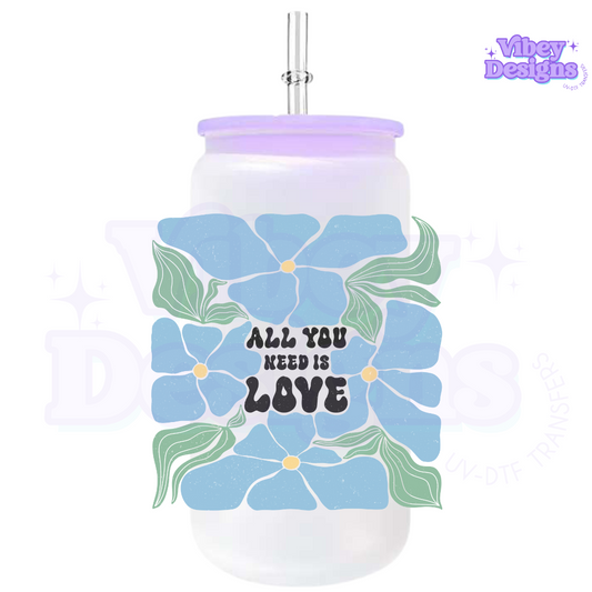 UV-DTF Transfer for Bottle, Glass, Mug, Diary - All You Need Is Love