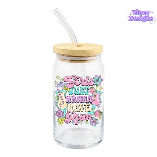 RTS UV-DTF Transfer for Bottle, Glass, Mug, Diary - Girls Just Wanna Have Rum