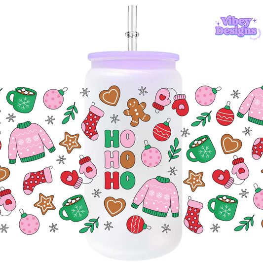 Uv Dtf Wrap For 16oz Libbey Glass - Hohoho Xmas