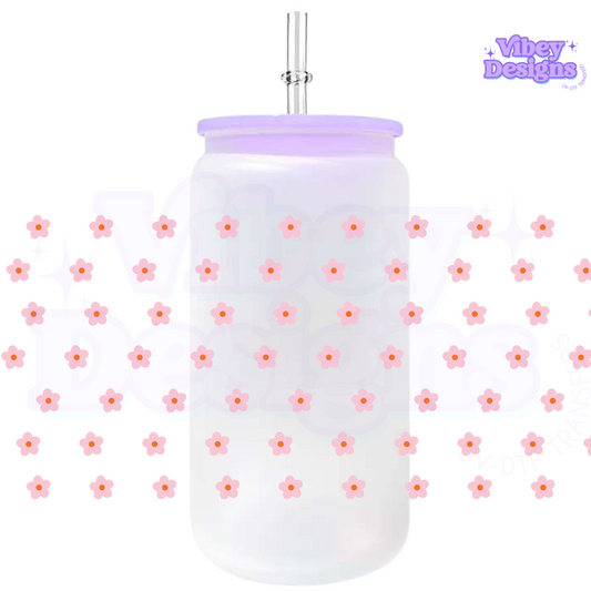 Uv Dtf Wrap For 16oz Libbey Glass - Little Pink Daisies